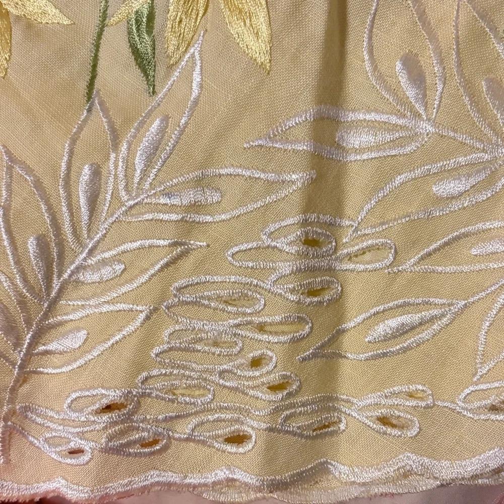 Sue Wong Vintage Yellow and Green Embroidered Midi Dress - Picture 10 of 10